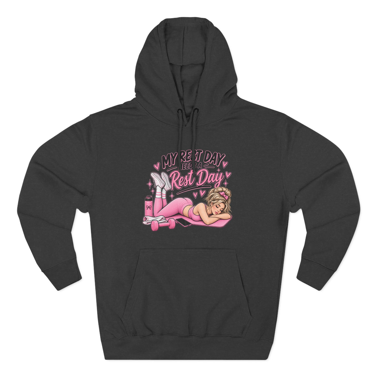 My Rest Day Needs a Rest Day - Relaxation Hoodie, Cozy Lounge Sweater (Front Printed)