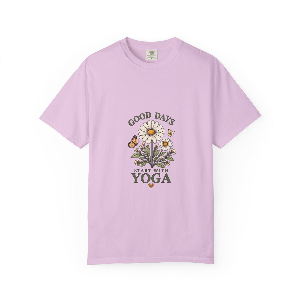 Good Days Start With Yoga T-shirt | Daisy Flower & Butterfly Yoga Shirt