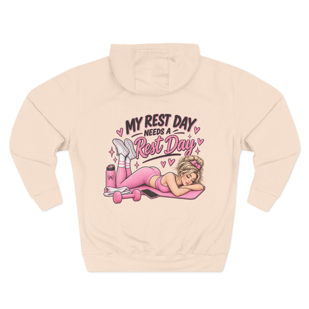 My Rest Day Needs a Rest Day Hoodie -  Relaxation Fitness Pin Up Sweater (Back Print)