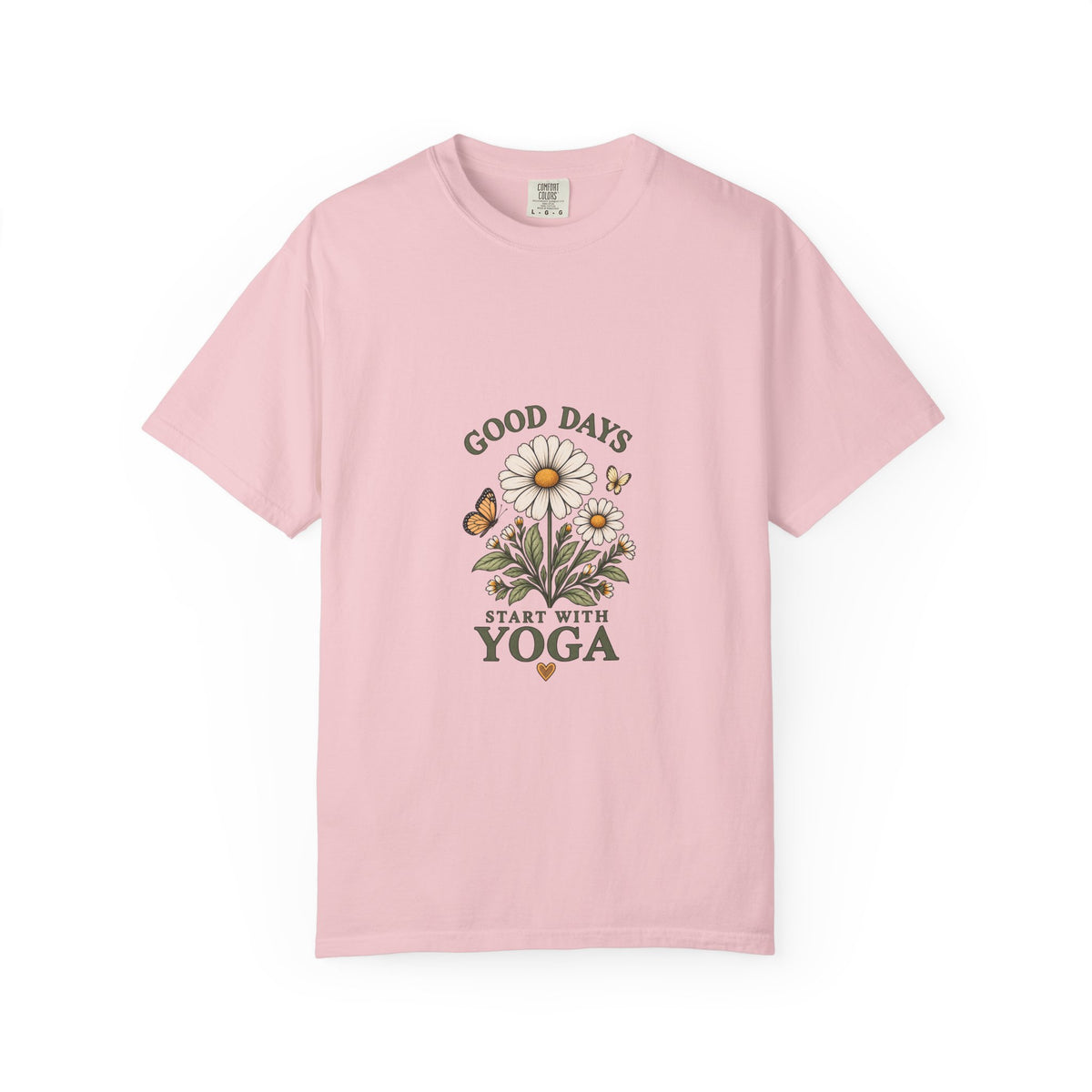 Good Days Start With Yoga T-shirt | Daisy Flower & Butterfly Yoga Shirt