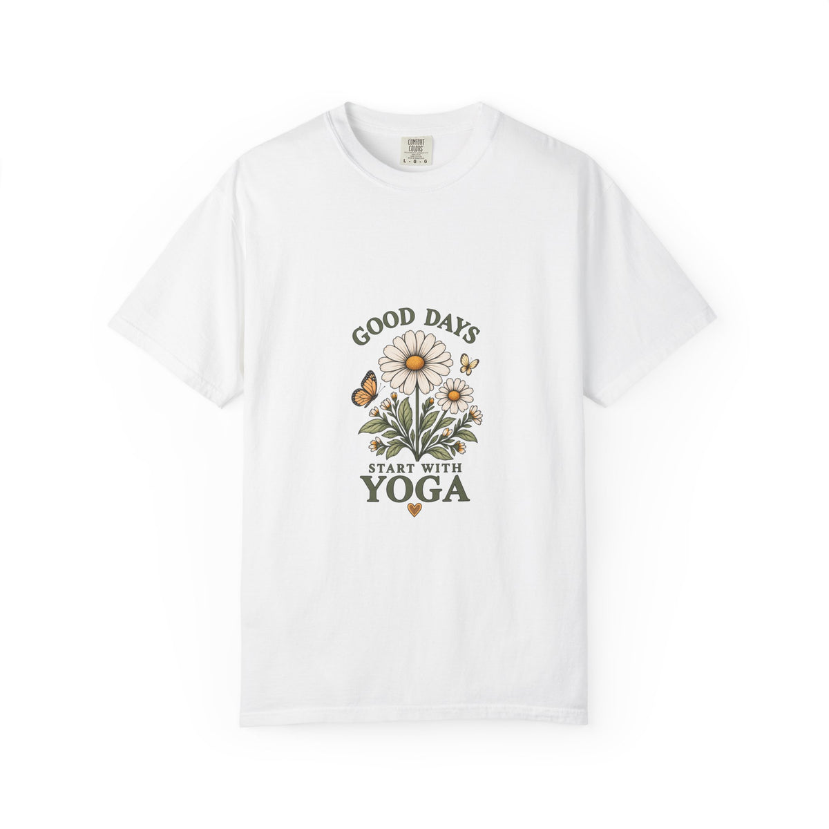 Good Days Start With Yoga T-shirt | Daisy Flower & Butterfly Yoga Shirt