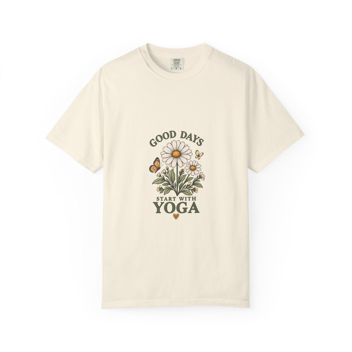 Good Days Start With Yoga T-shirt | Daisy Flower & Butterfly Yoga Shirt