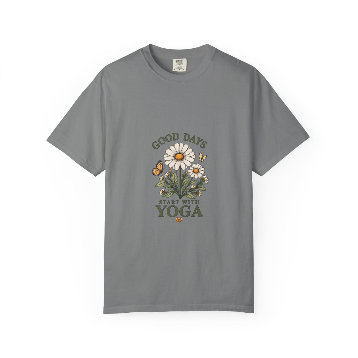 Good Days Start With Yoga T-shirt | Daisy Flower & Butterfly Yoga Shirt