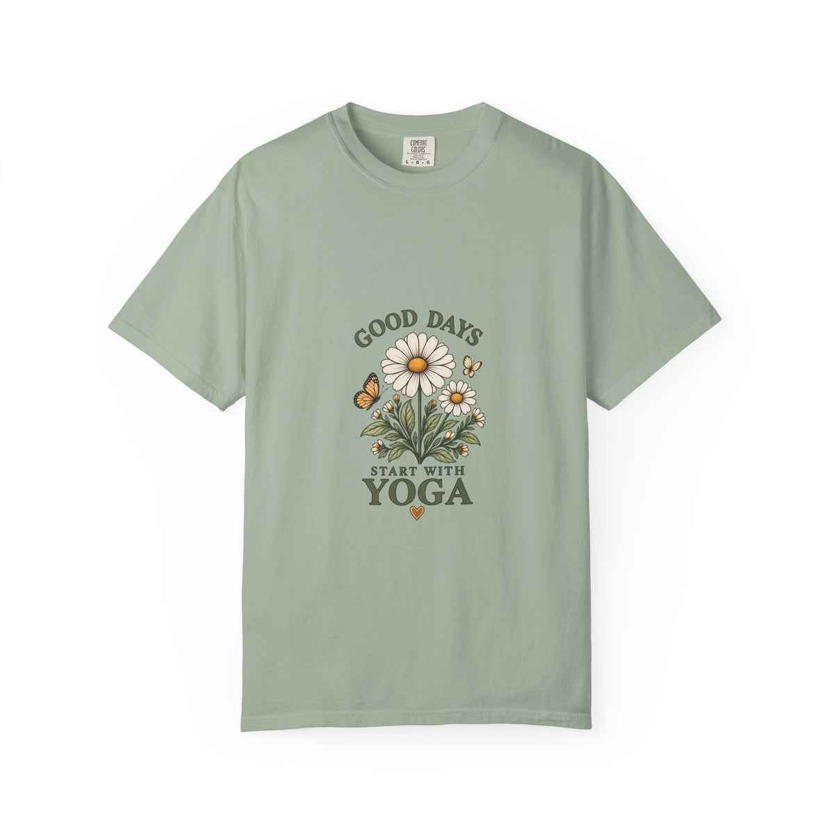 Good Days Start With Yoga T-shirt | Daisy Flower & Butterfly Yoga Shirt