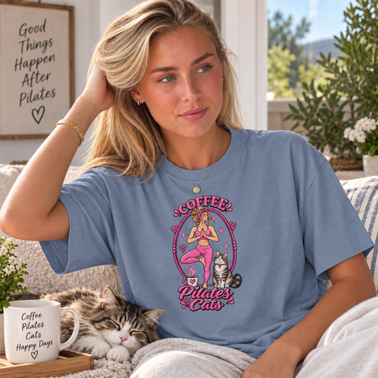Coffee Pilates Cats T-shirt