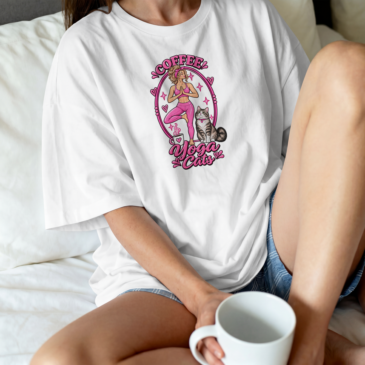 Coffee Yoga Cats T-shirt