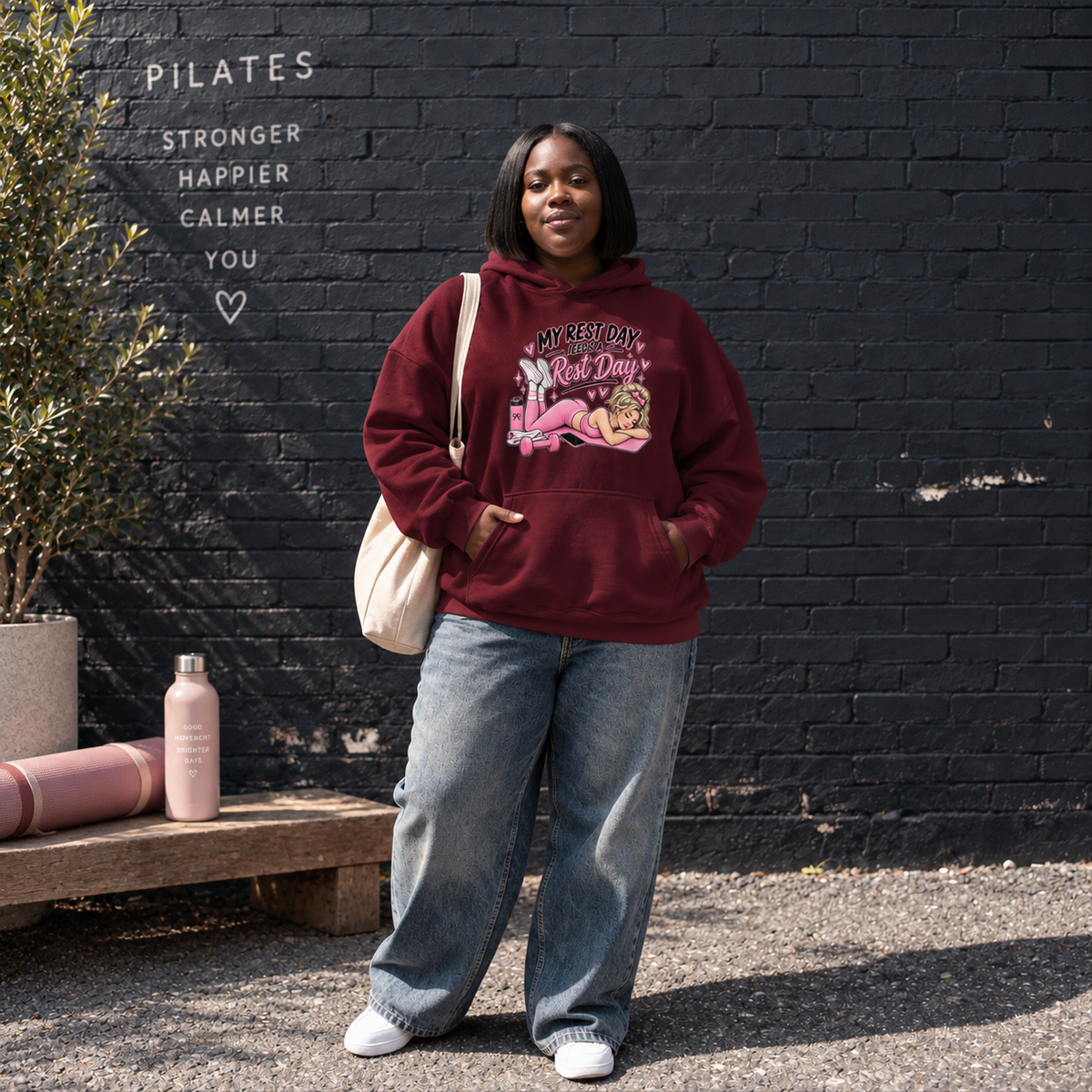 My Rest Day Needs a Rest Day - Relaxation Hoodie, Cozy Lounge Sweater (Front Printed)
