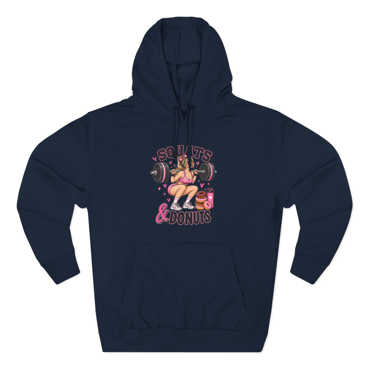 Squats & Donuts Hoodie — Cute Gym Fitness Pullover (Front Print)