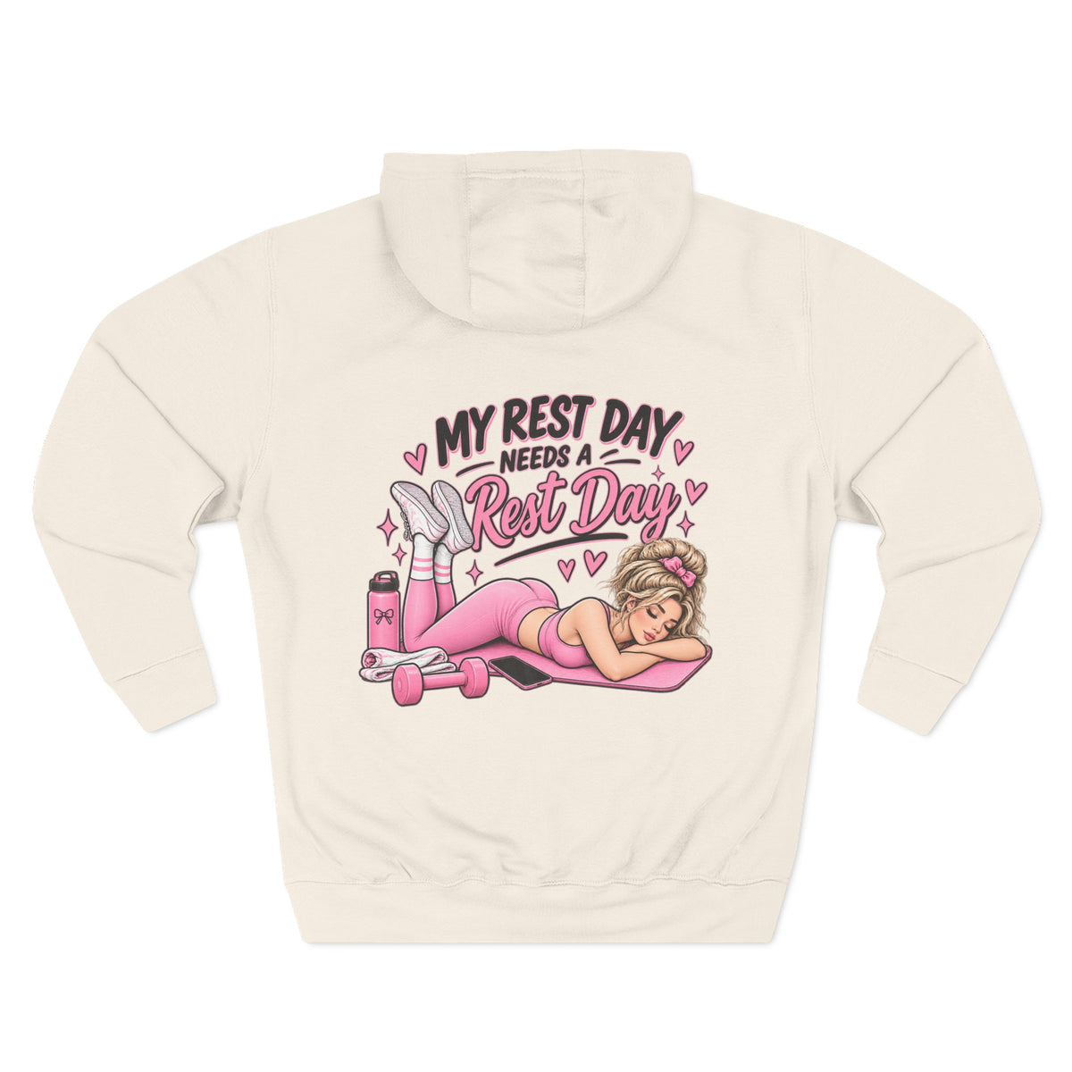 My Rest Day Needs a Rest Day Hoodie -  Relaxation Fitness Pin Up Sweater (Back Print)