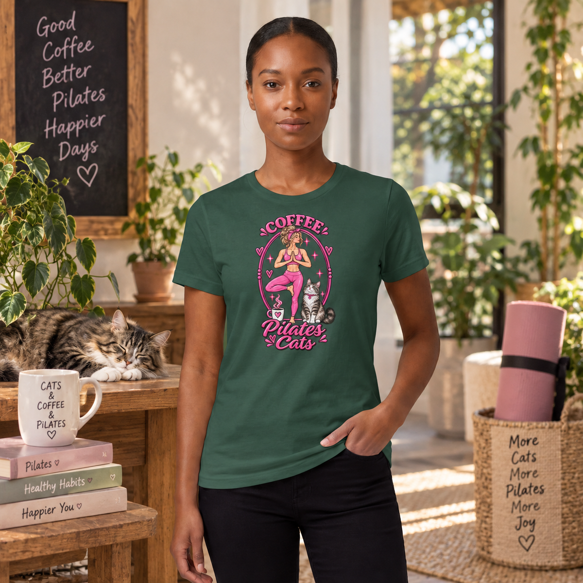 Coffee Pilates Cats T-shirt