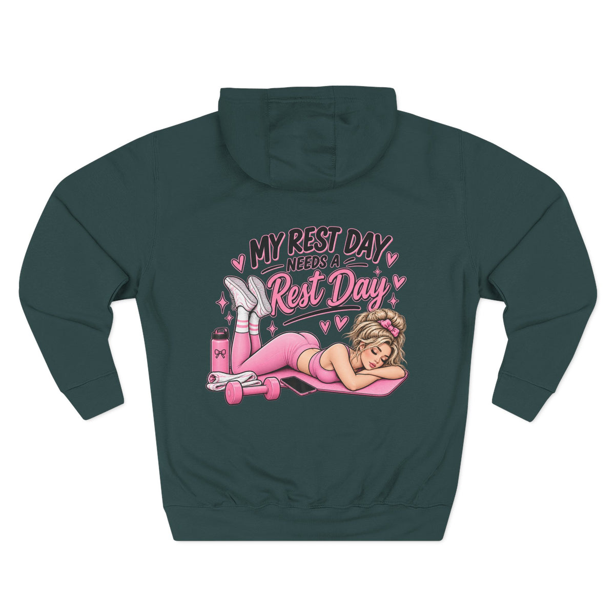 My Rest Day Needs a Rest Day Hoodie -  Relaxation Fitness Pin Up Sweater (Back Print)