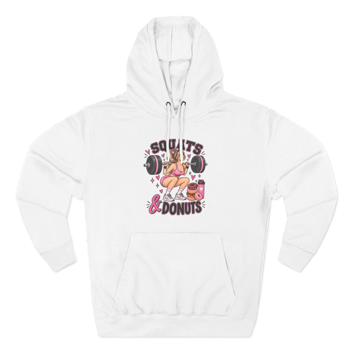 Squats & Donuts Hoodie — Cute Gym Fitness Pullover (Front Print)