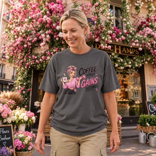 Coffee First, Gains Second T-Shirt