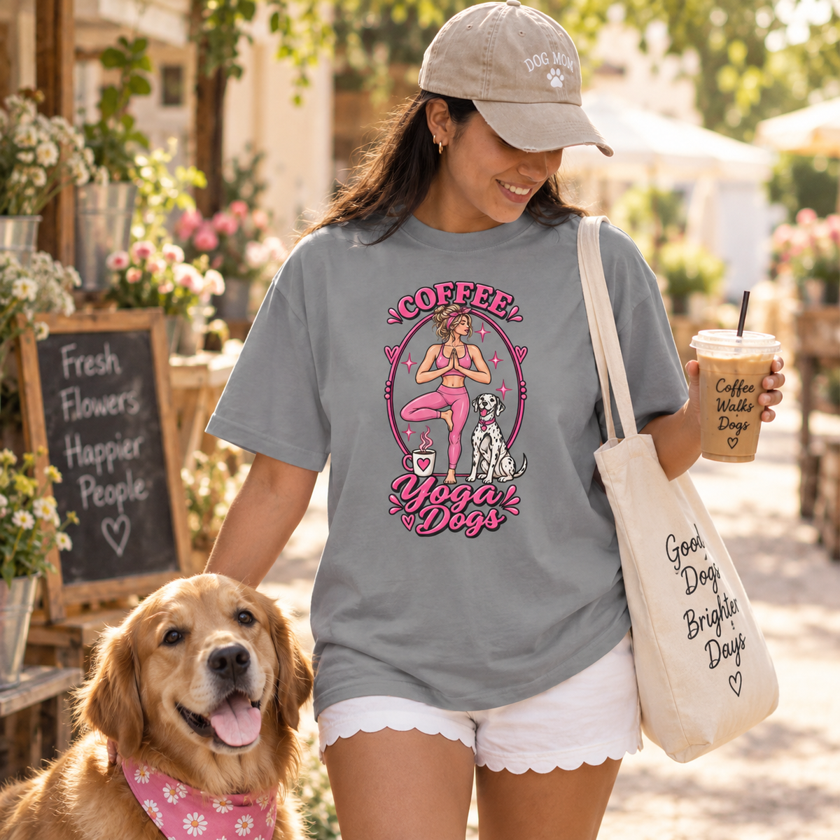 Coffee Yoga Dogs T-Shirt
