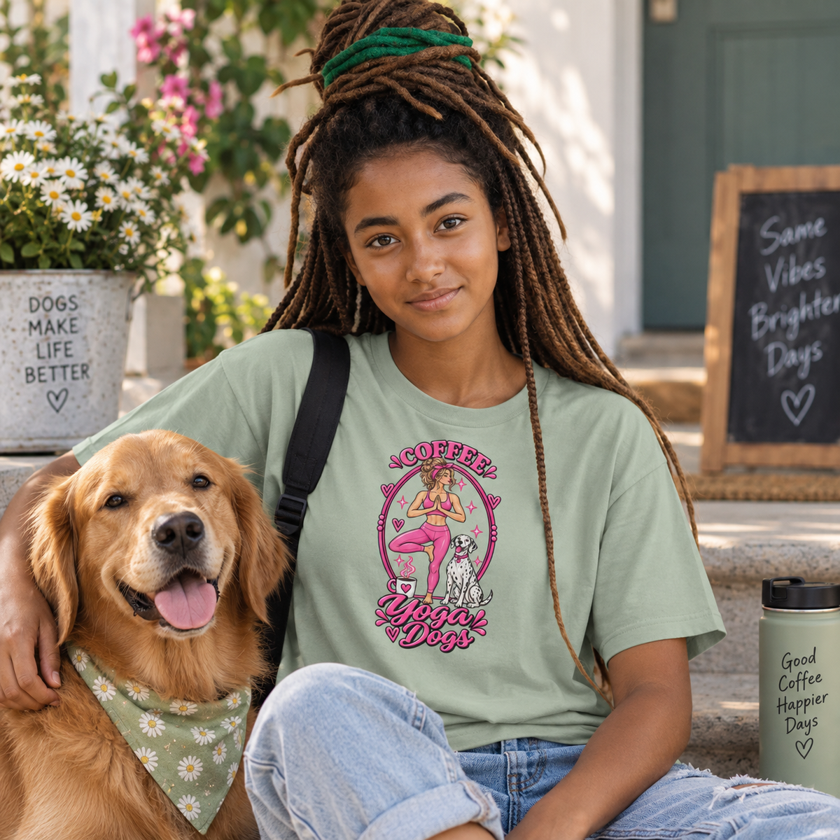 Coffee Yoga Dogs T-Shirt
