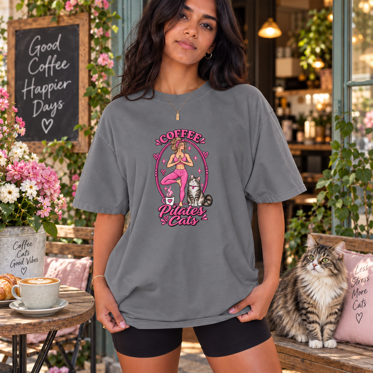 Coffee Pilates Cats T-shirt