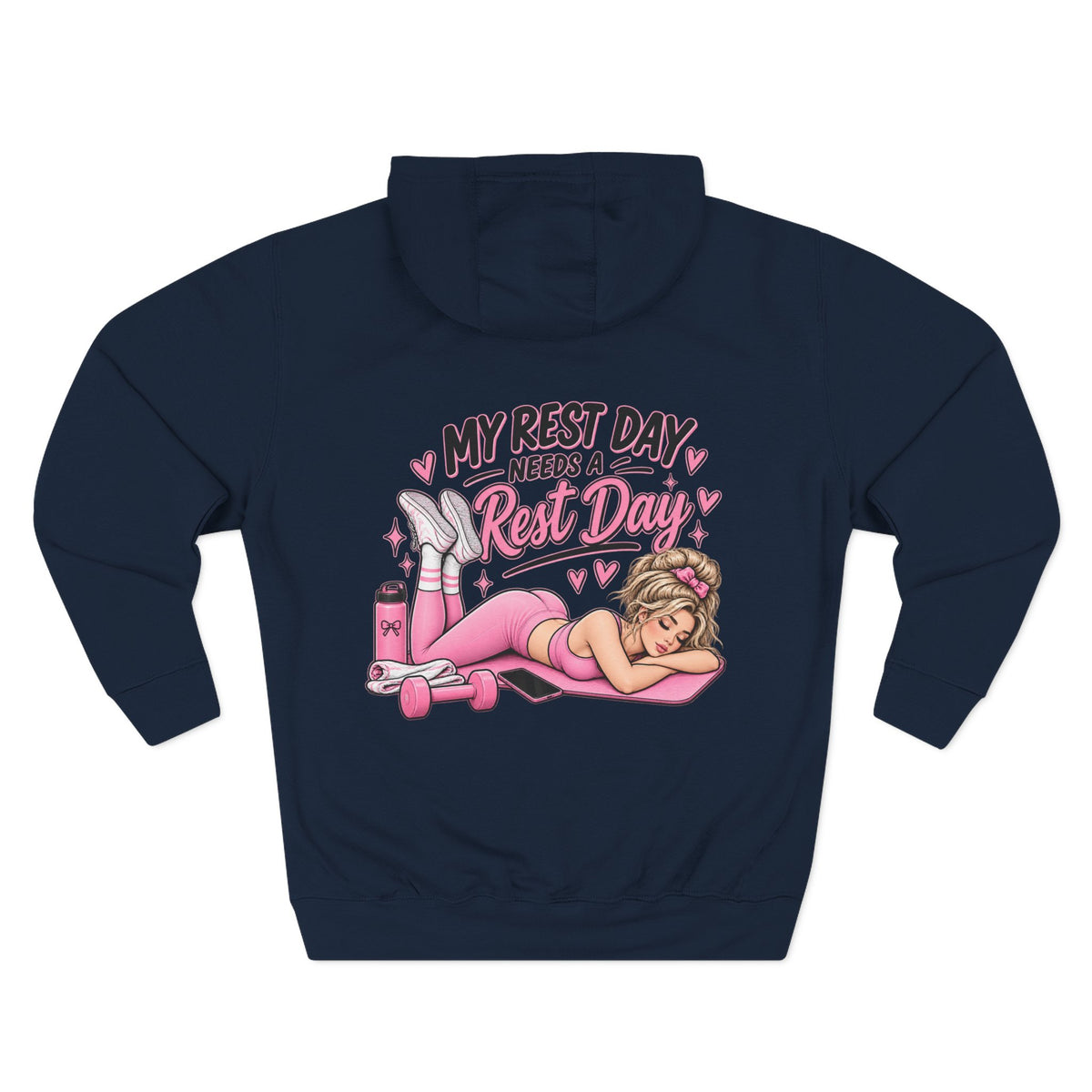 My Rest Day Needs a Rest Day Hoodie -  Relaxation Fitness Pin Up Sweater (Back Print)