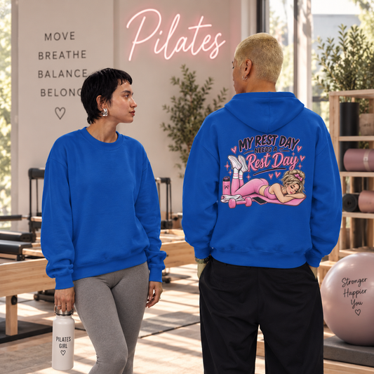 My Rest Day Needs a Rest Day Hoodie -  Relaxation Fitness Pin Up Sweater (Back Print)