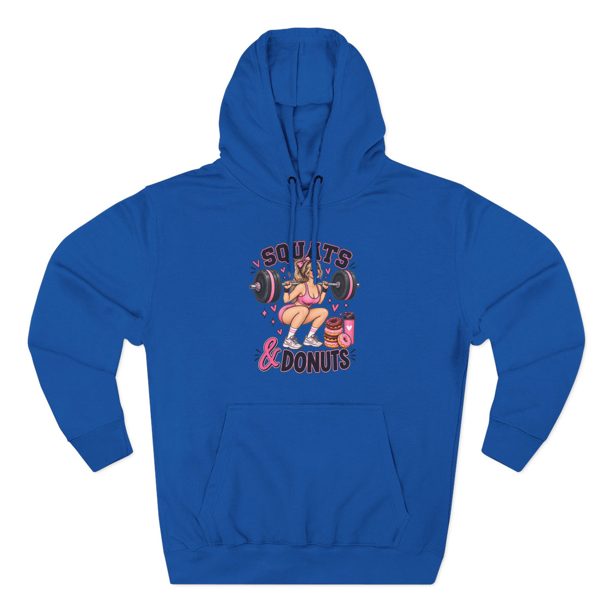 Squats & Donuts Hoodie — Cute Gym Fitness Pullover (Front Print)