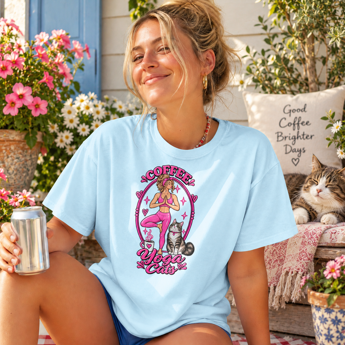 Coffee Yoga Cats T-shirt