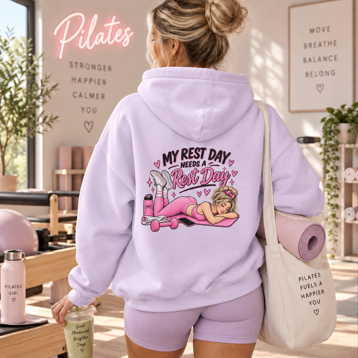 My Rest Day Needs a Rest Day Hoodie -  Relaxation Fitness Pin Up Sweater (Back Print)