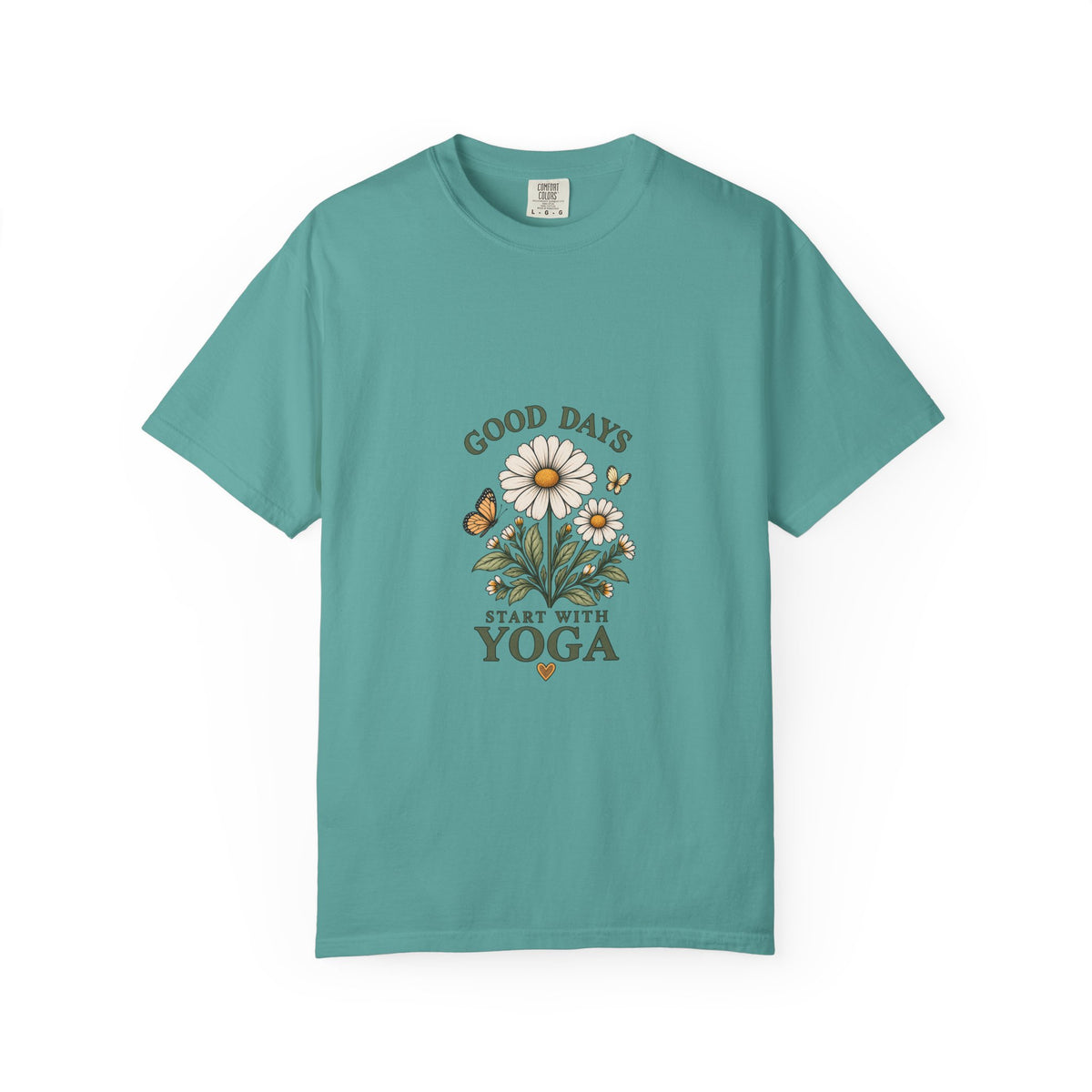 Good Days Start With Yoga T-shirt | Daisy Flower & Butterfly Yoga Shirt