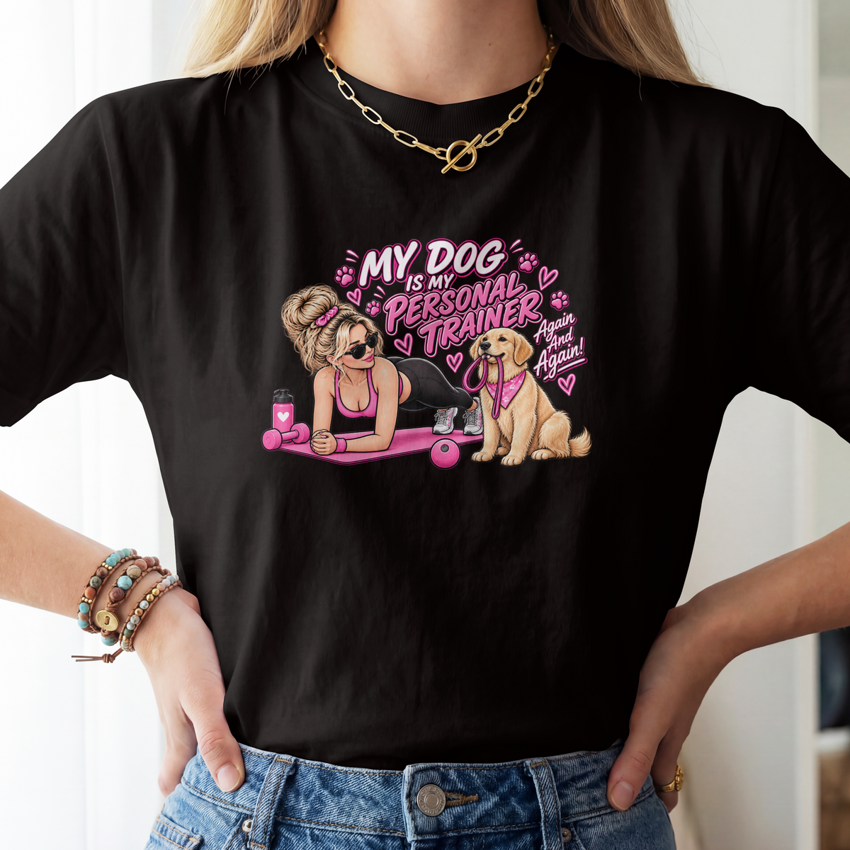 Dog Personal Trainer T-Shirt — "My Dog Is My Personal Trainer" Pet Fitness Tee