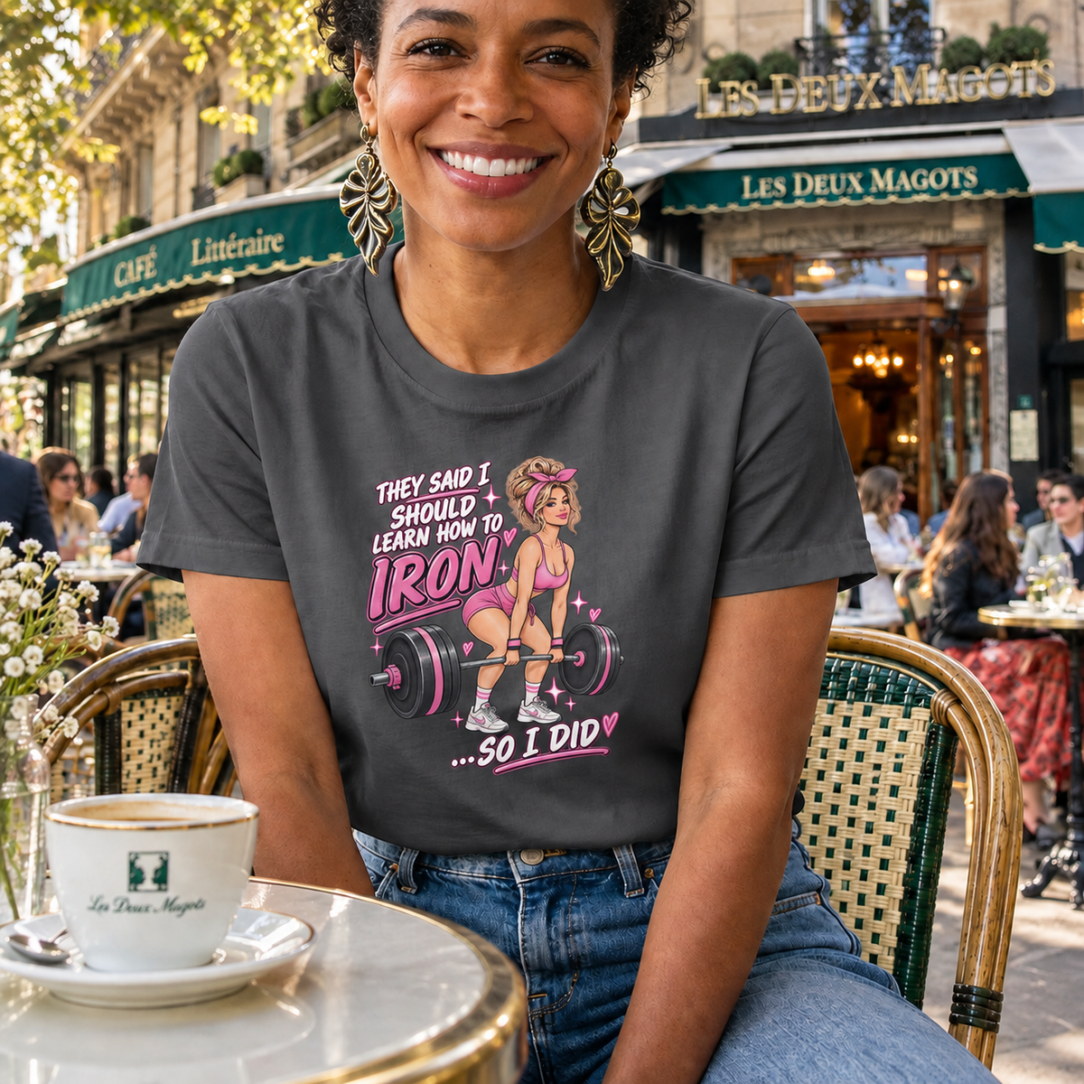 They Said I Should Learn How to Iron T-Shirt |  Deadlift Illustration Pink Weightlifting Design