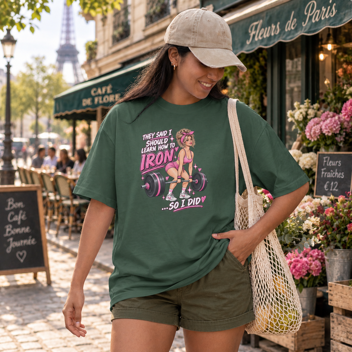 They Said I Should Learn How to Iron T-Shirt |  Deadlift Illustration Pink Weightlifting Design