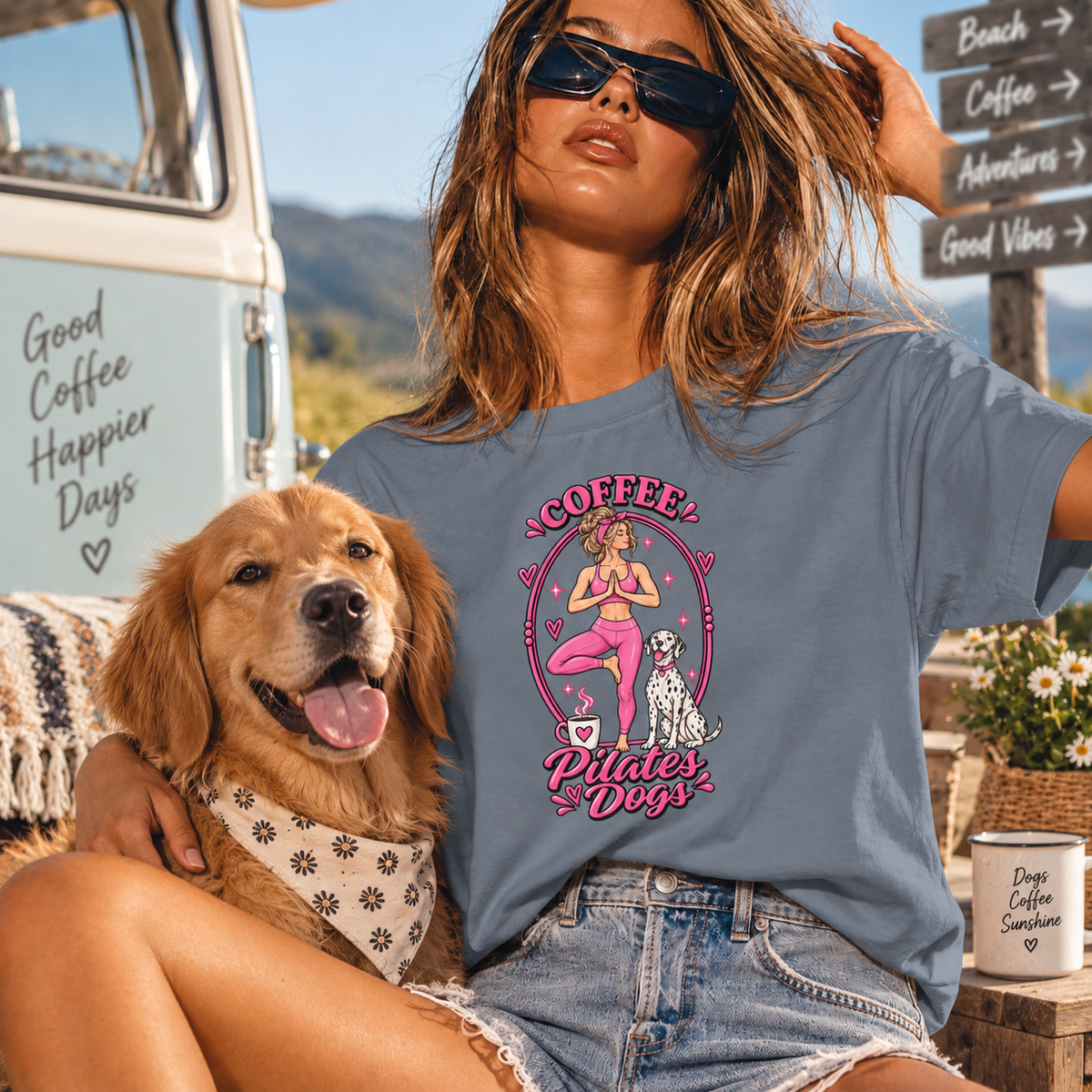 Coffee Pilates Dogs T-Shirt