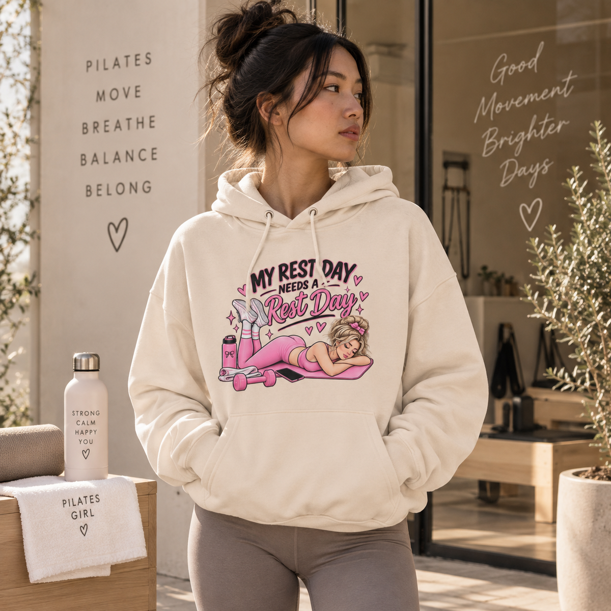 My Rest Day Needs a Rest Day - Relaxation Hoodie, Cozy Lounge Sweater (Front Printed)
