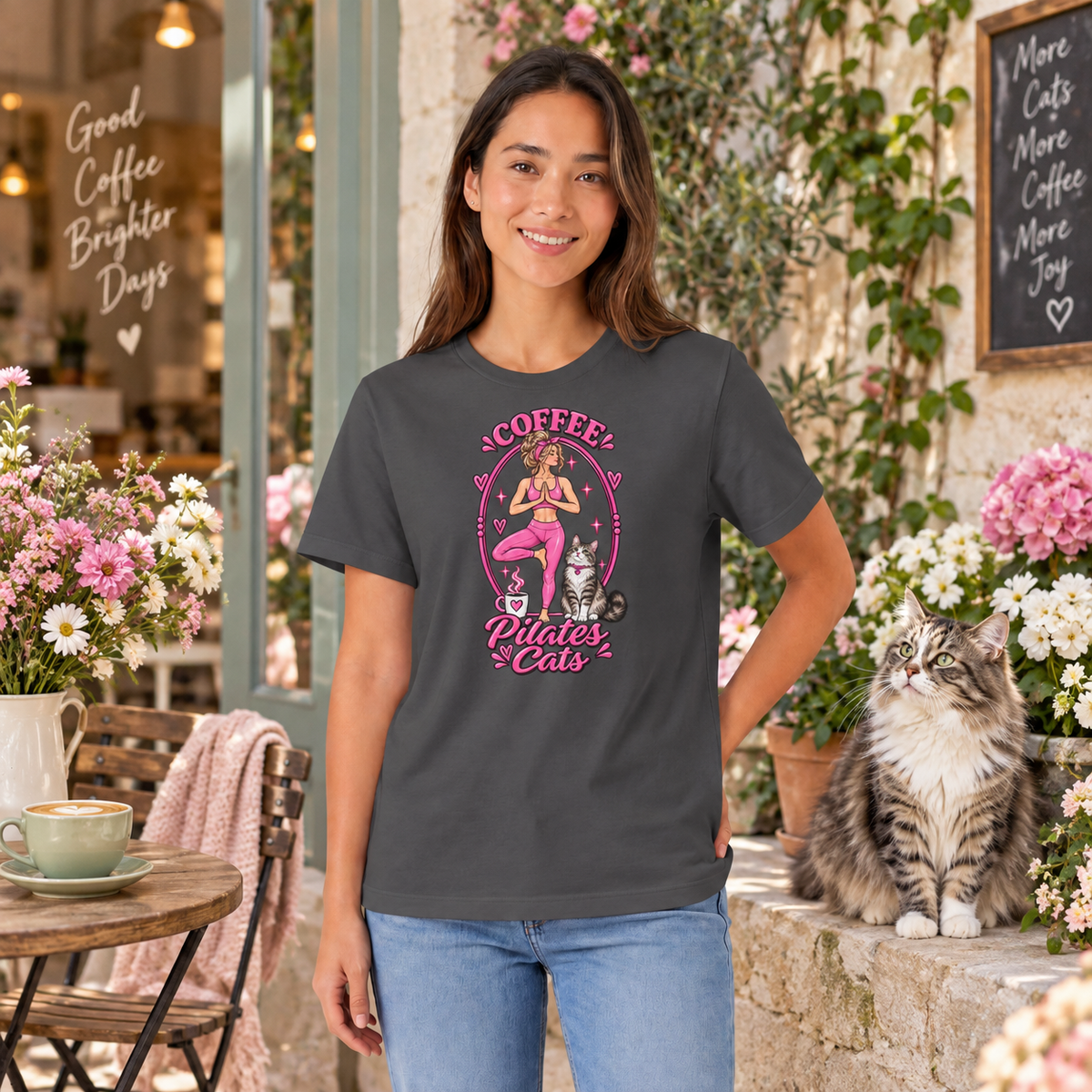 Coffee Pilates Cats T-shirt
