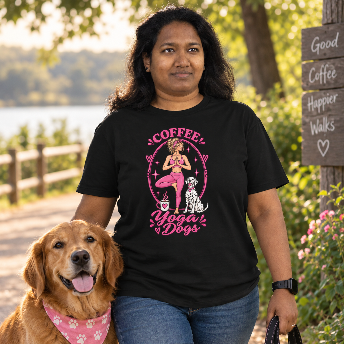 Coffee Yoga Dogs T-Shirt