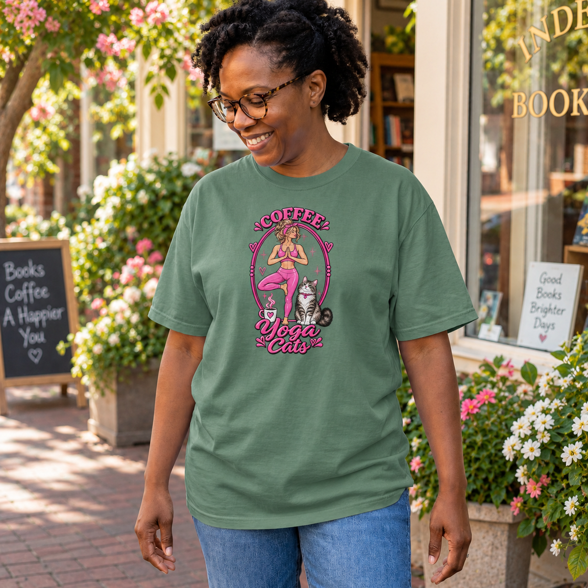 Coffee Yoga Cats T-shirt