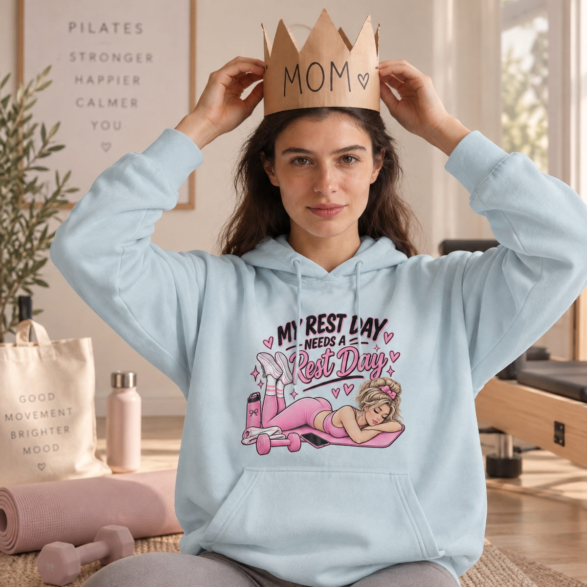 My Rest Day Needs a Rest Day - Relaxation Hoodie, Cozy Lounge Sweater (Front Printed)